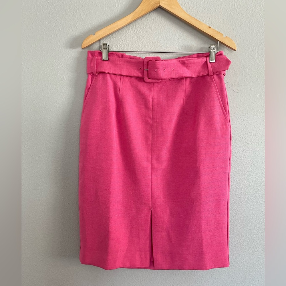 Ann Taylor Vibrant Pink Belted Pencil Skirt